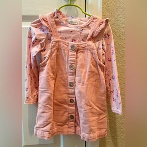 btween Pink Corduroy Button-Front Kids Overalls Dress